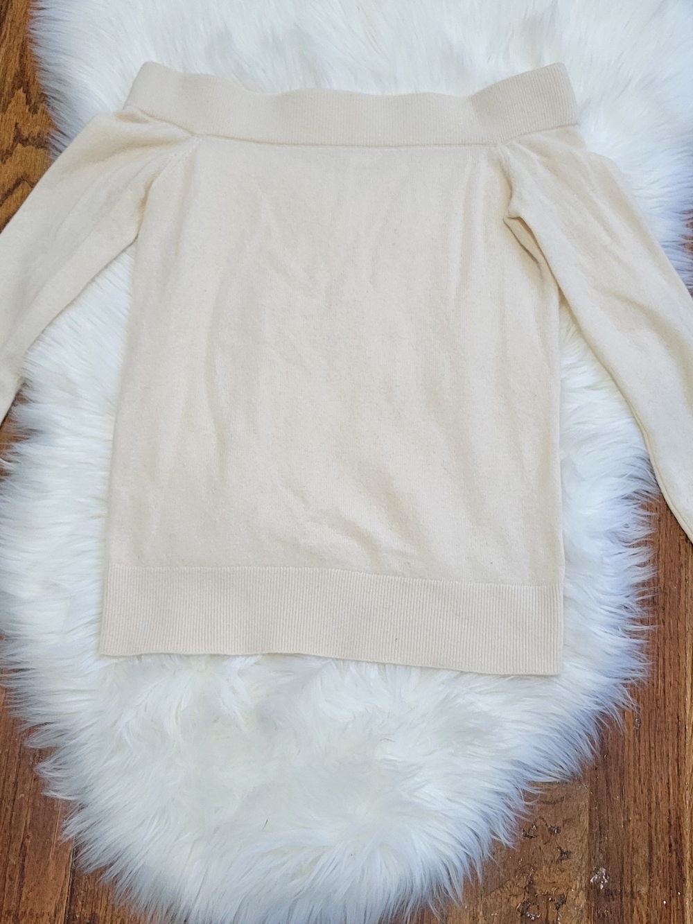 Club Monaco Cream Off-the-Shoulder Knit Sweater